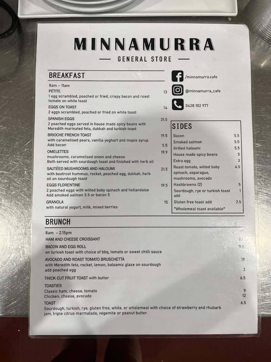 Menu Minnamurra General Store & Cafe-2