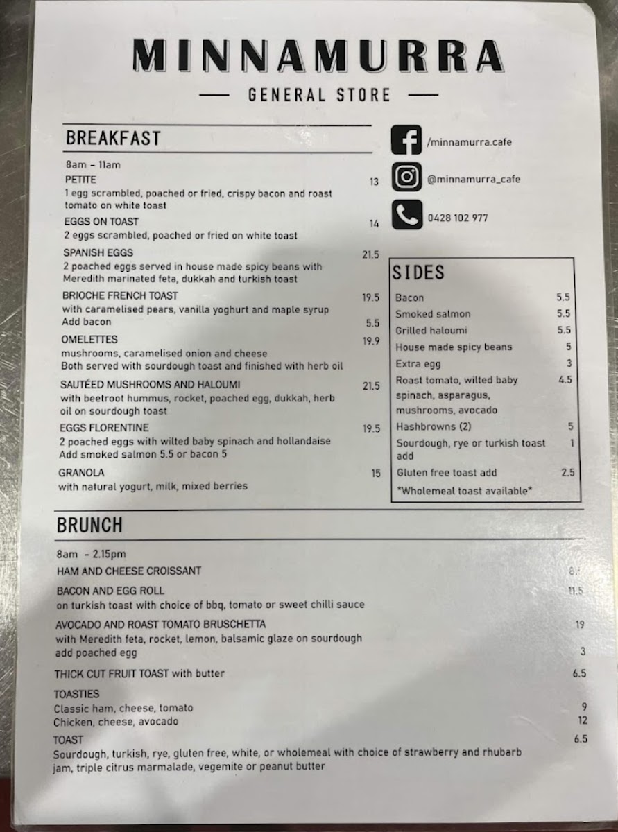 Menu Minnamurra General Store & Cafe-4